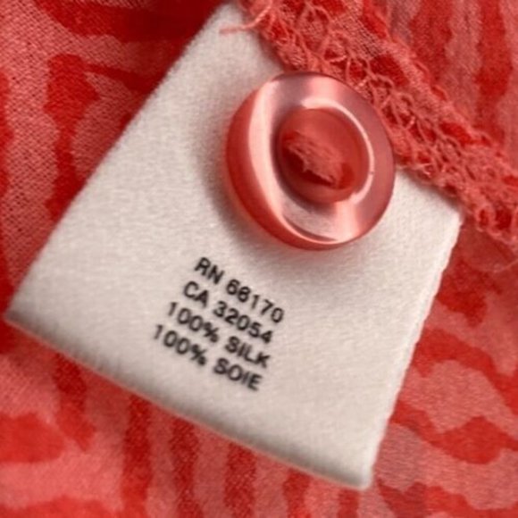 Anthropologie XS Maeve Orange 100%‎ Silk Herringbone Print Tiburon Top Blouse - Picture 5 of 6